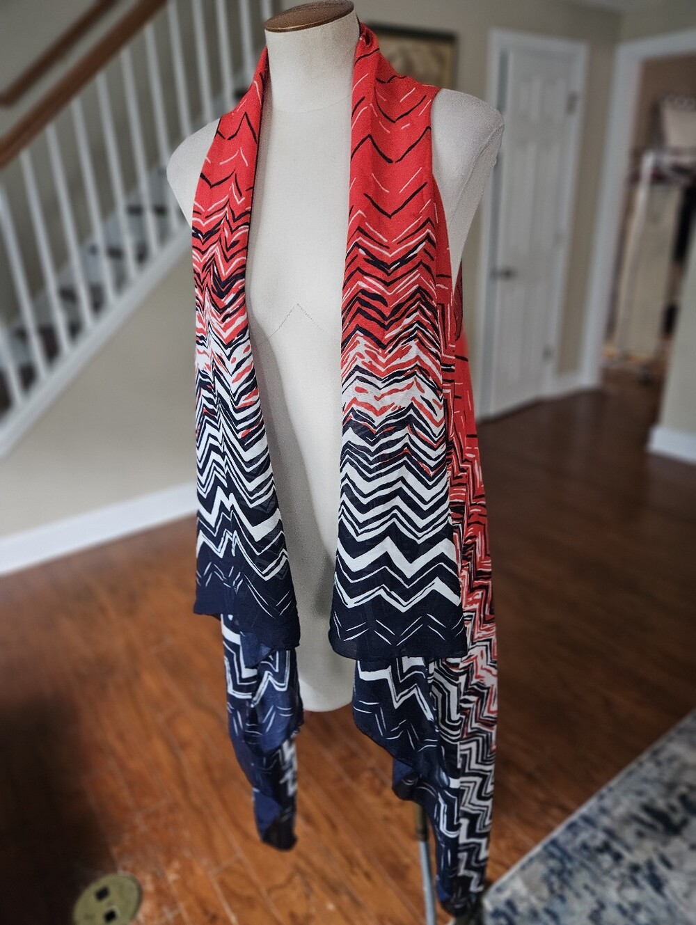 Zigzag Long Scarf Vest One Size